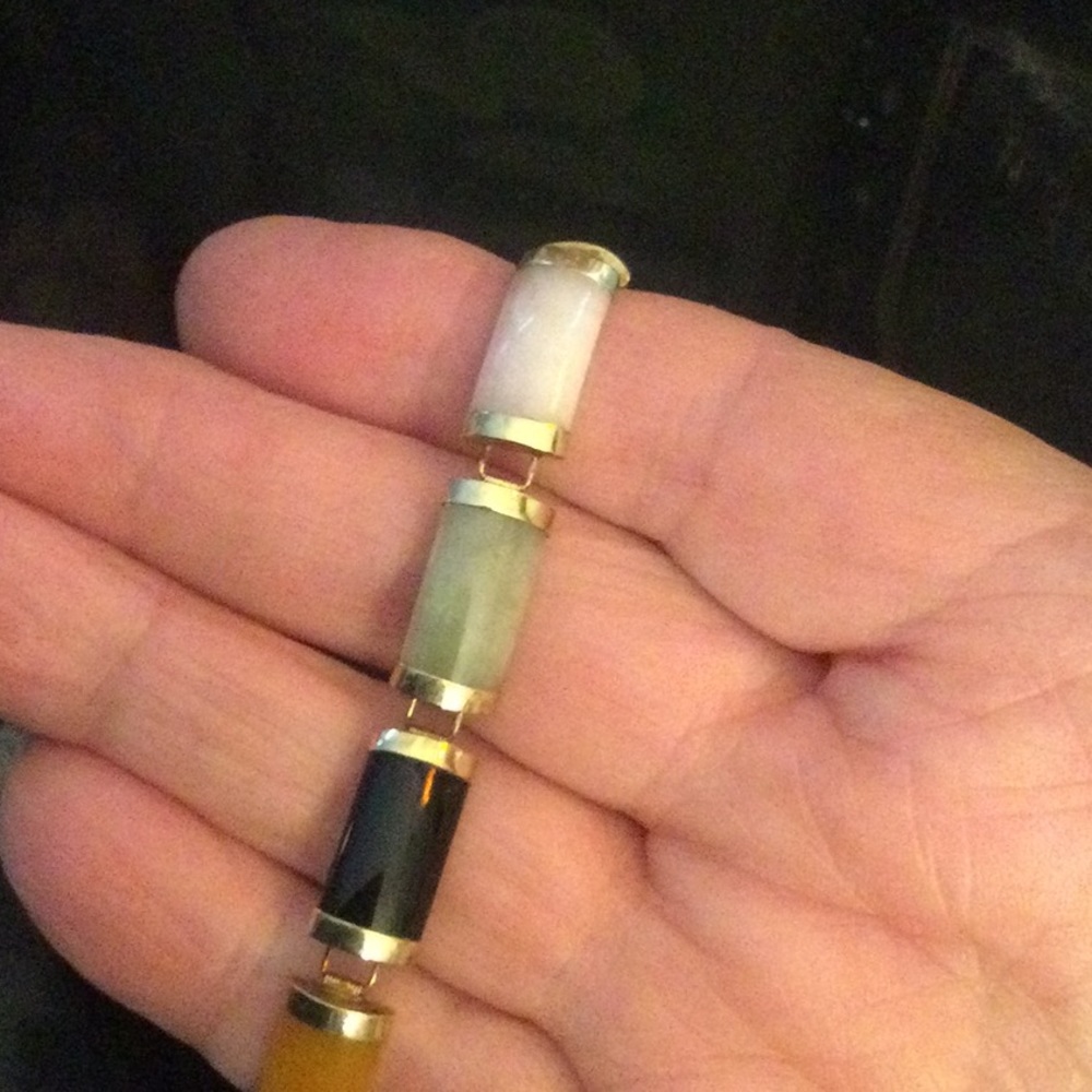 Genuine 10K Gold Colors Of Jade Bracelet - Picture 5 of 9